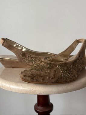 Vintage ‘Hype’ Beaded Slingback Kitten Heels